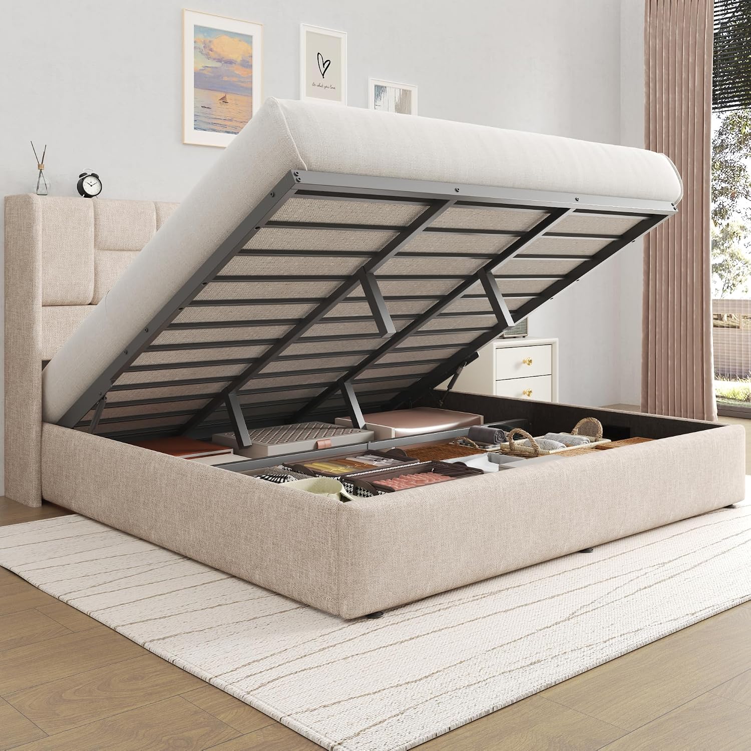 Gas Lift Storage Bed Hydraulic - Struttura Letto Matrimoniale King Size con