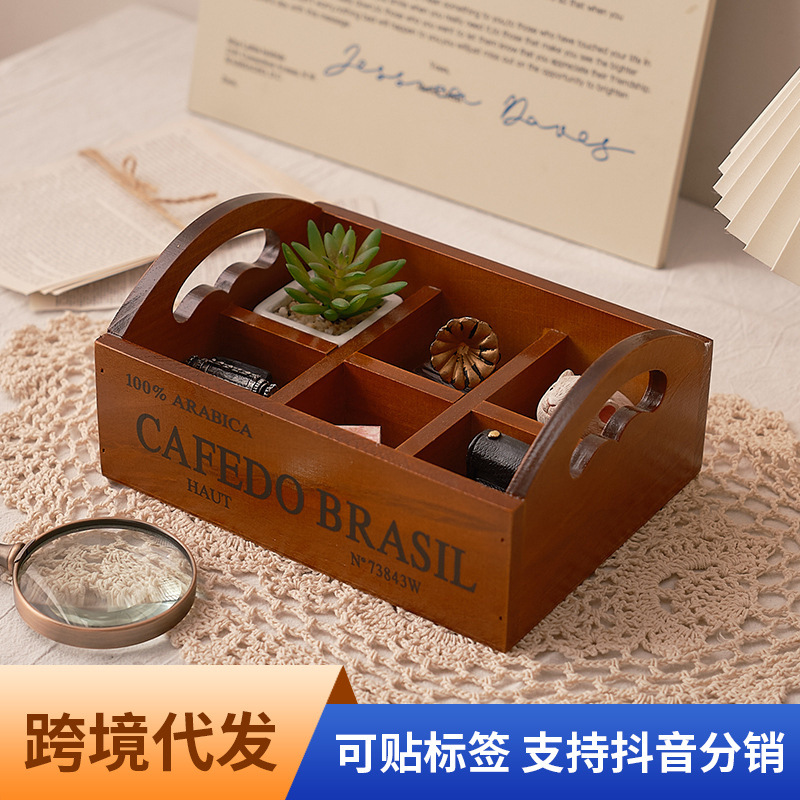 Storage - Scatola portaoggetti in legno retrò Zakka