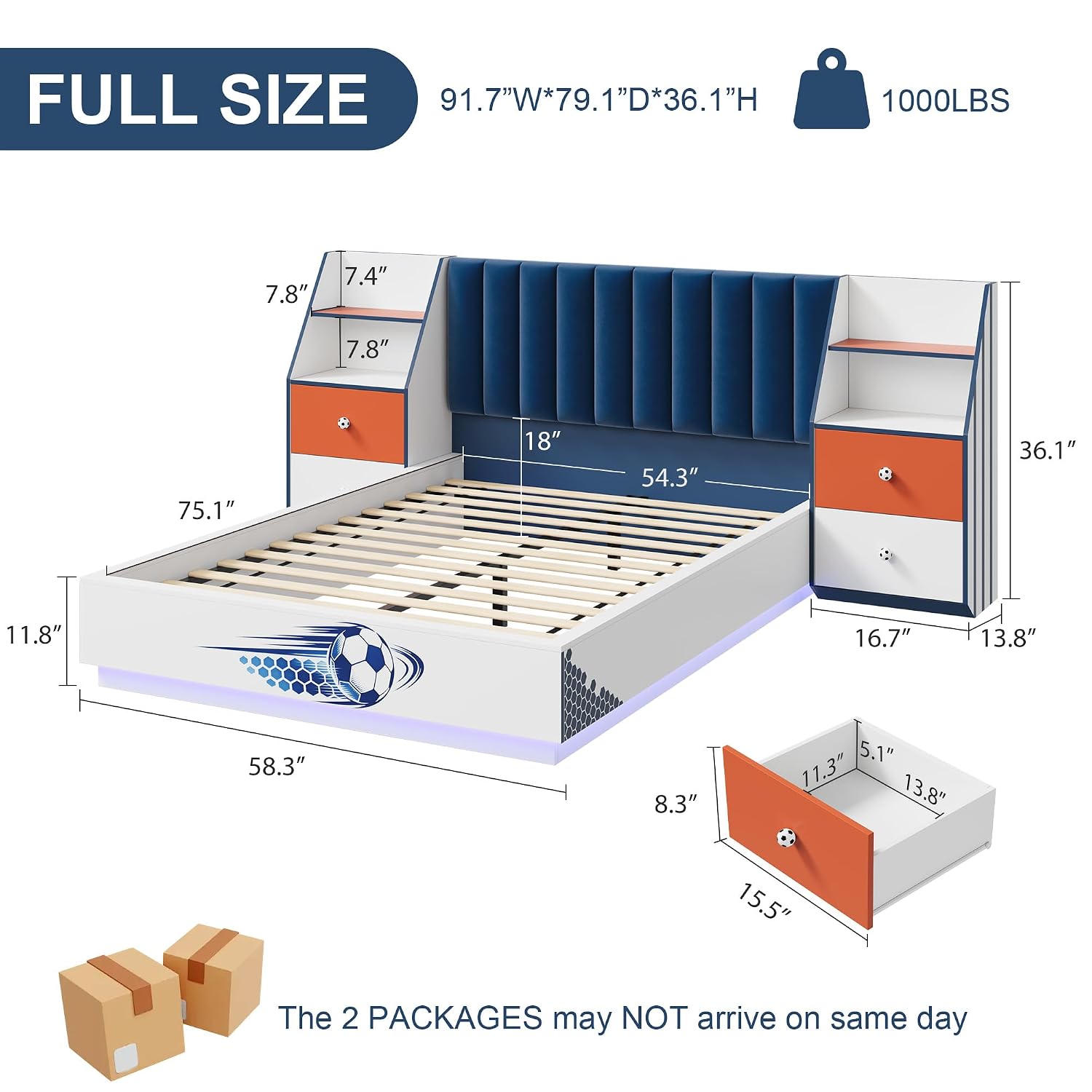 Floating Nightstand With Led Light - Letto Fluttuante Matrimoniale con Testiera in