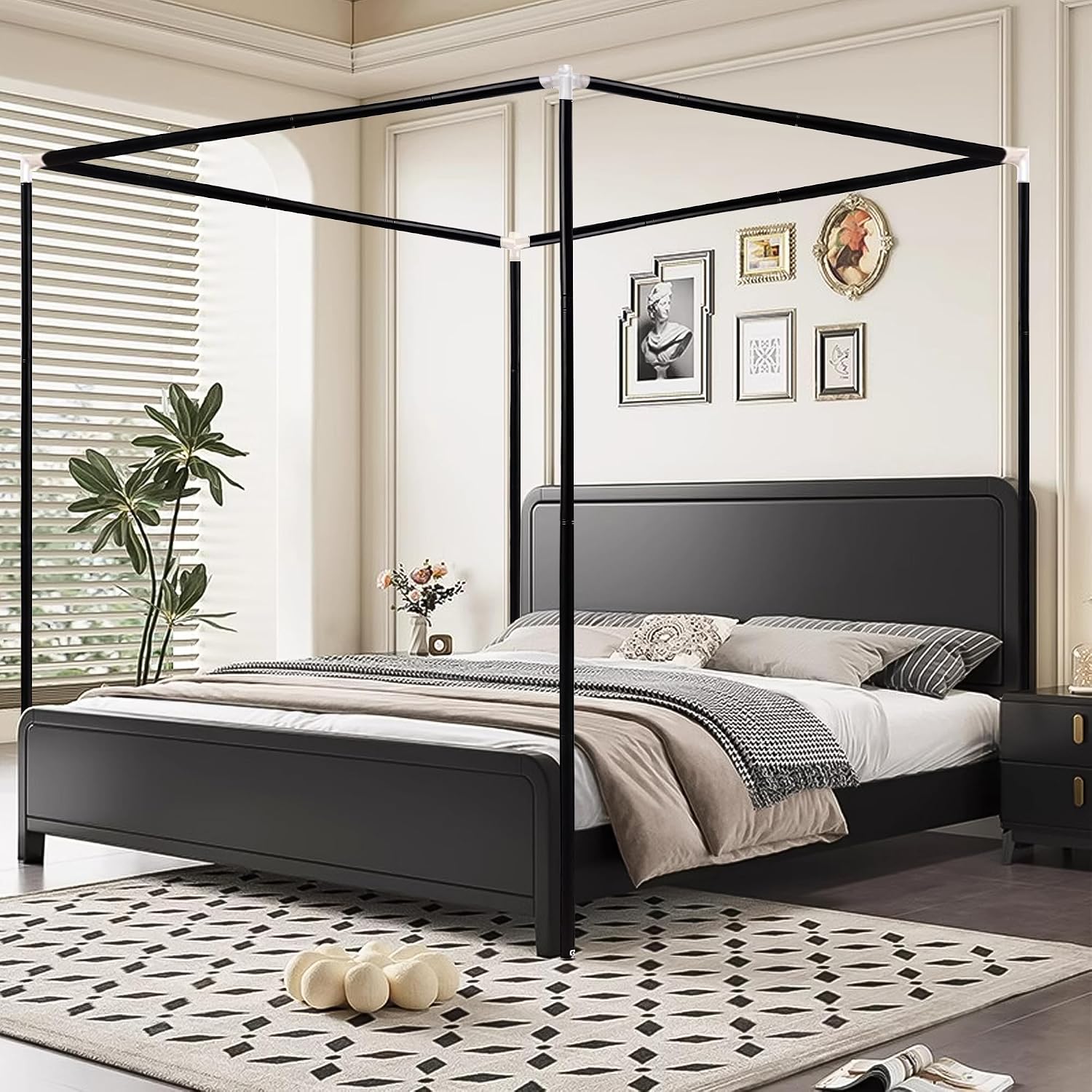 Canopy Bed Frame Metal Queen - Struttura letto a baldacchino in acciaio