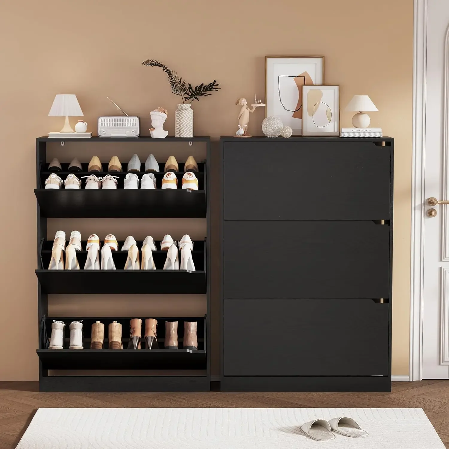 Shoe Rack Cabinet Narrow Entryway - Scarpiera in Legno per Ingresso con