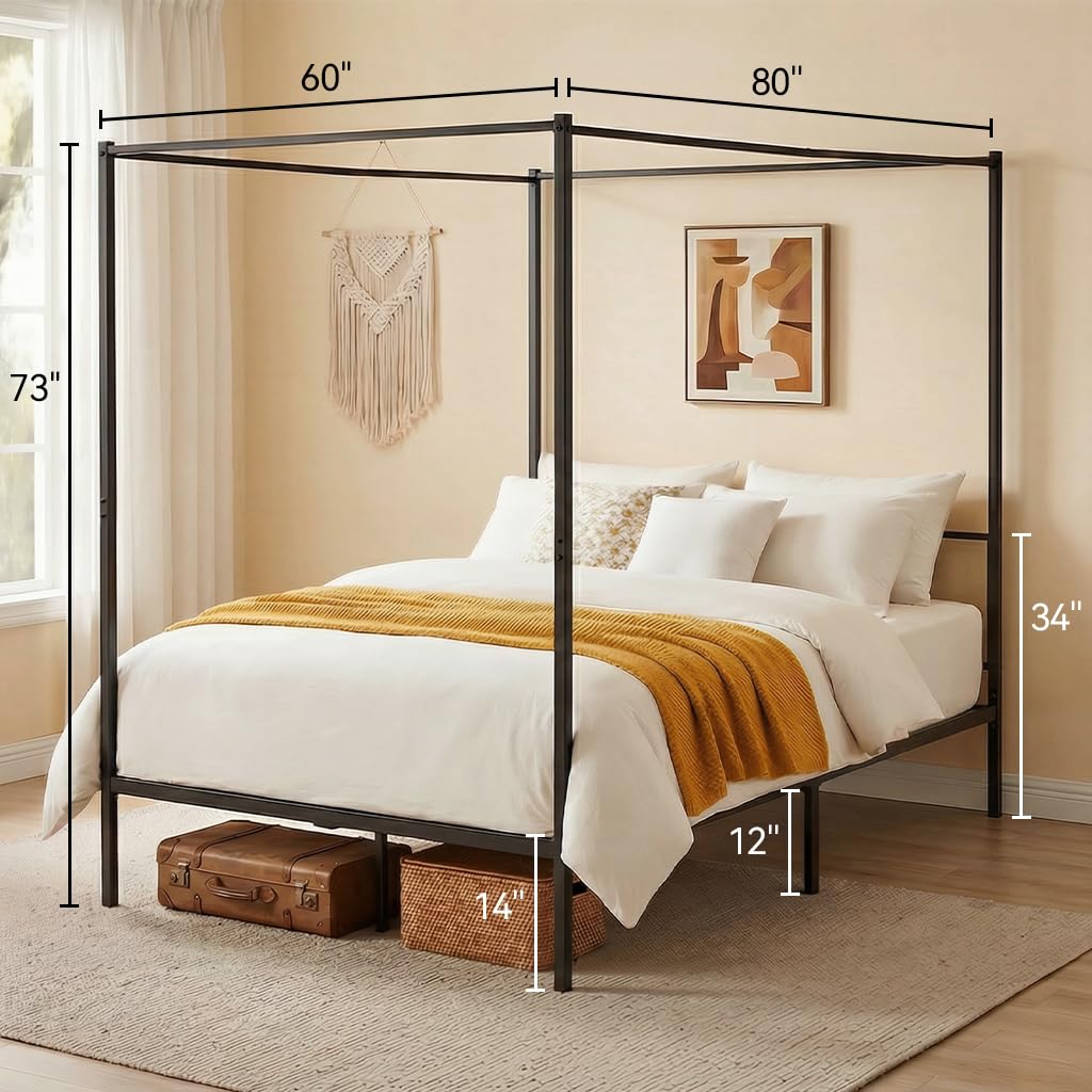 Struttura letto a baldacchino  - Canopy Bed Frame Metal Queen recensione e prezzo