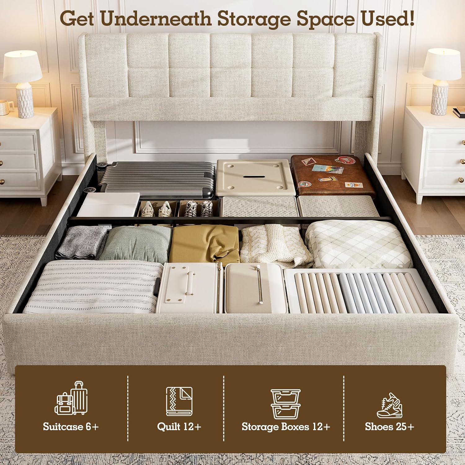 Letto matrimoniale imbottito i - Gas Lift Storage Bed Hydraulic recensione e prezzo