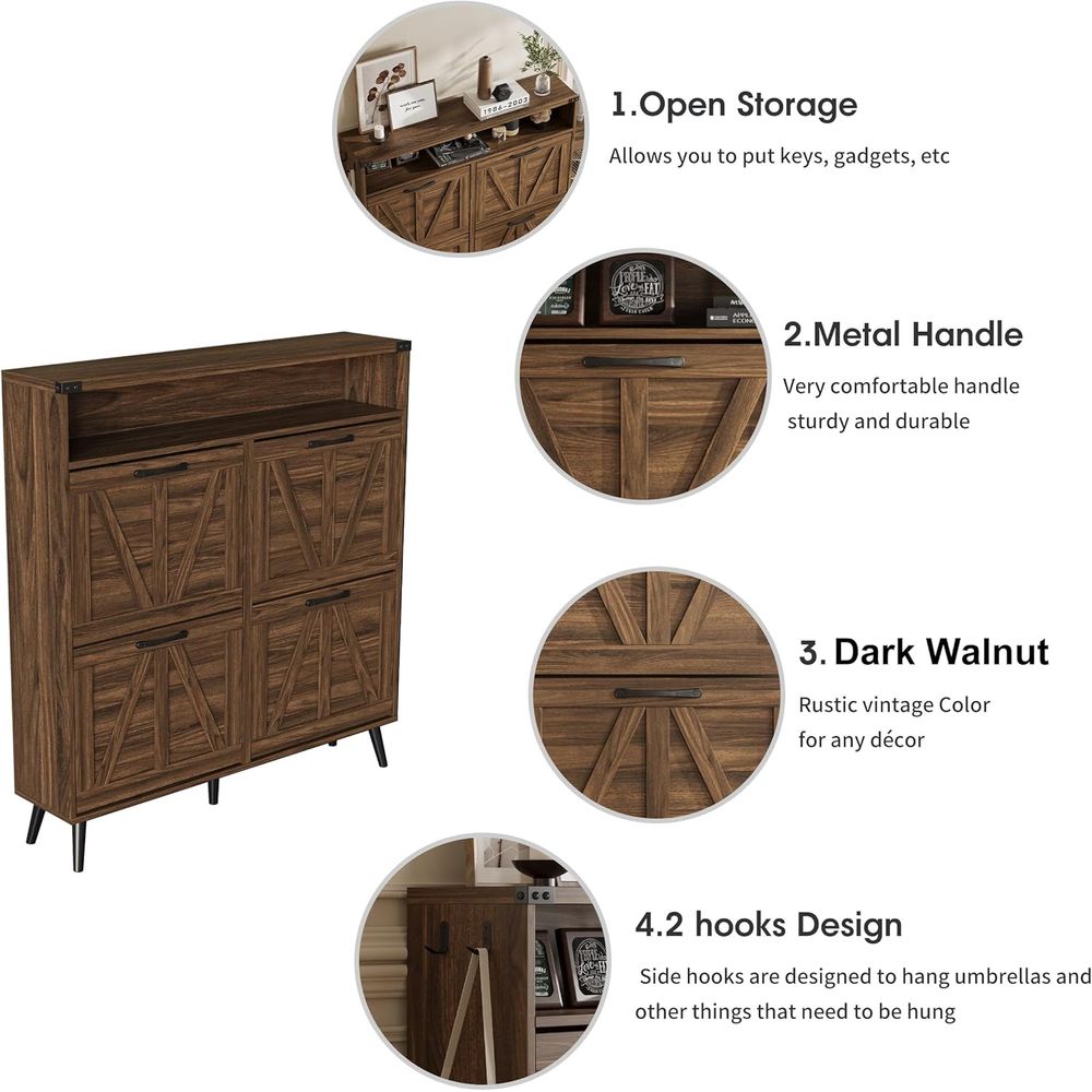 Scarpiera con 4 ripiani, mobil - Shoe Rack Cabinet Narrow Entryway recensione e prezzo