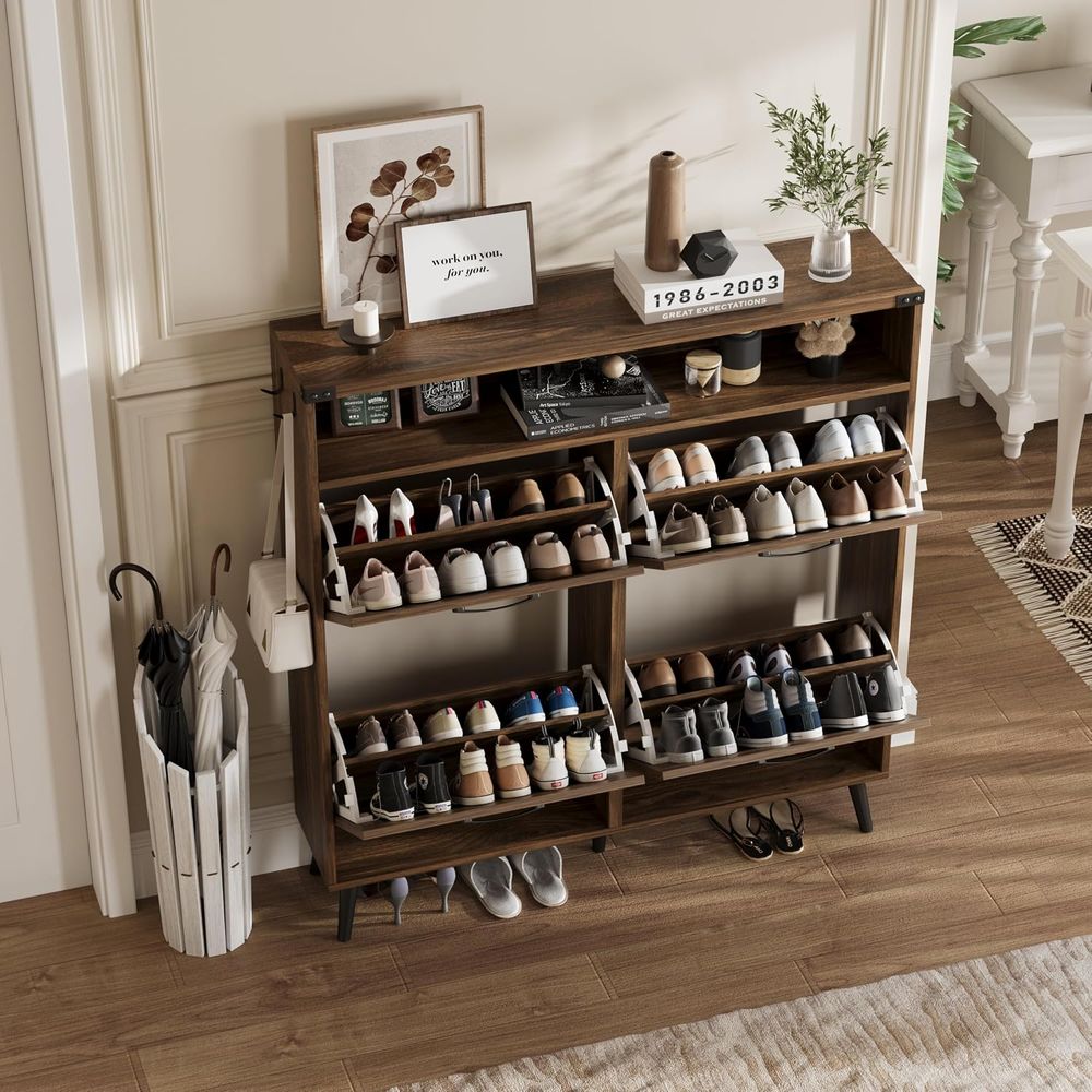 Scarpiera con 4 ripiani, mobil - Shoe Rack Cabinet Narrow Entryway recensione e prezzo