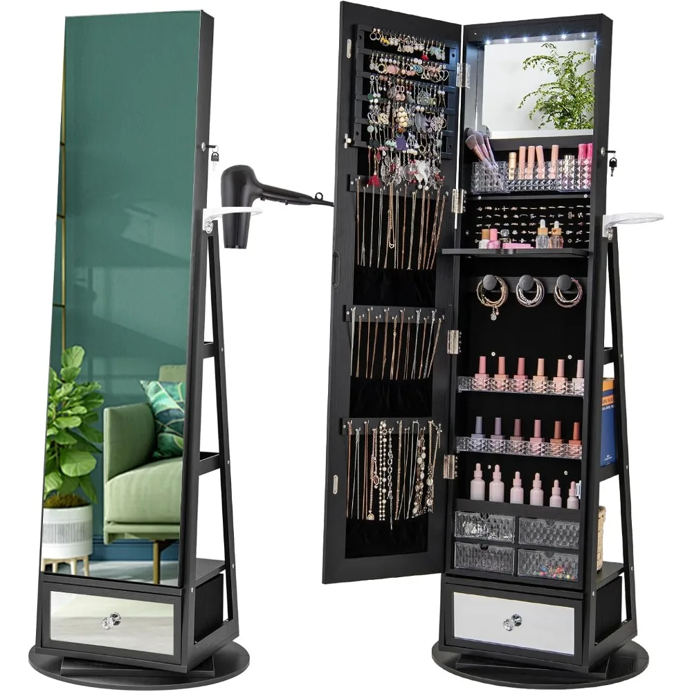 360 °   Armadietto per gioiell - Full Length Mirror Jewelry Armoire recensione e prezzo