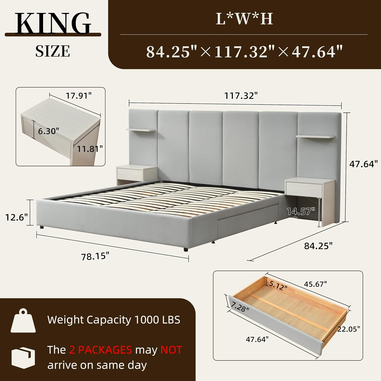 Letto matrimoniale con conteni - King Size Bed Frame With Storage Drawers recensione e prezzo