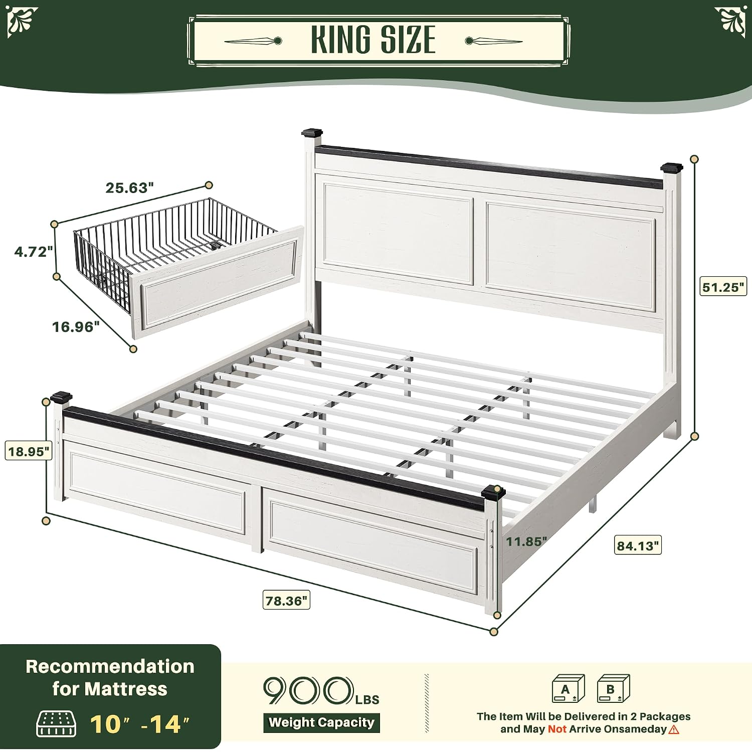 Struttura Letto King Size con  - King Size Bed Frame With Storage Drawers recensione e prezzo