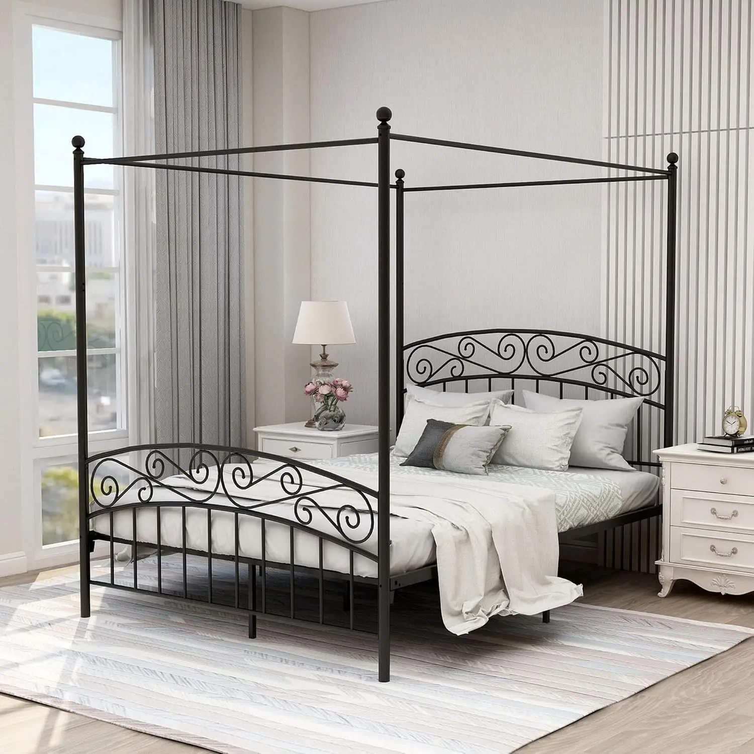 Letto a baldacchino matrimonia - Canopy Bed Frame Metal Queen recensione e prezzo