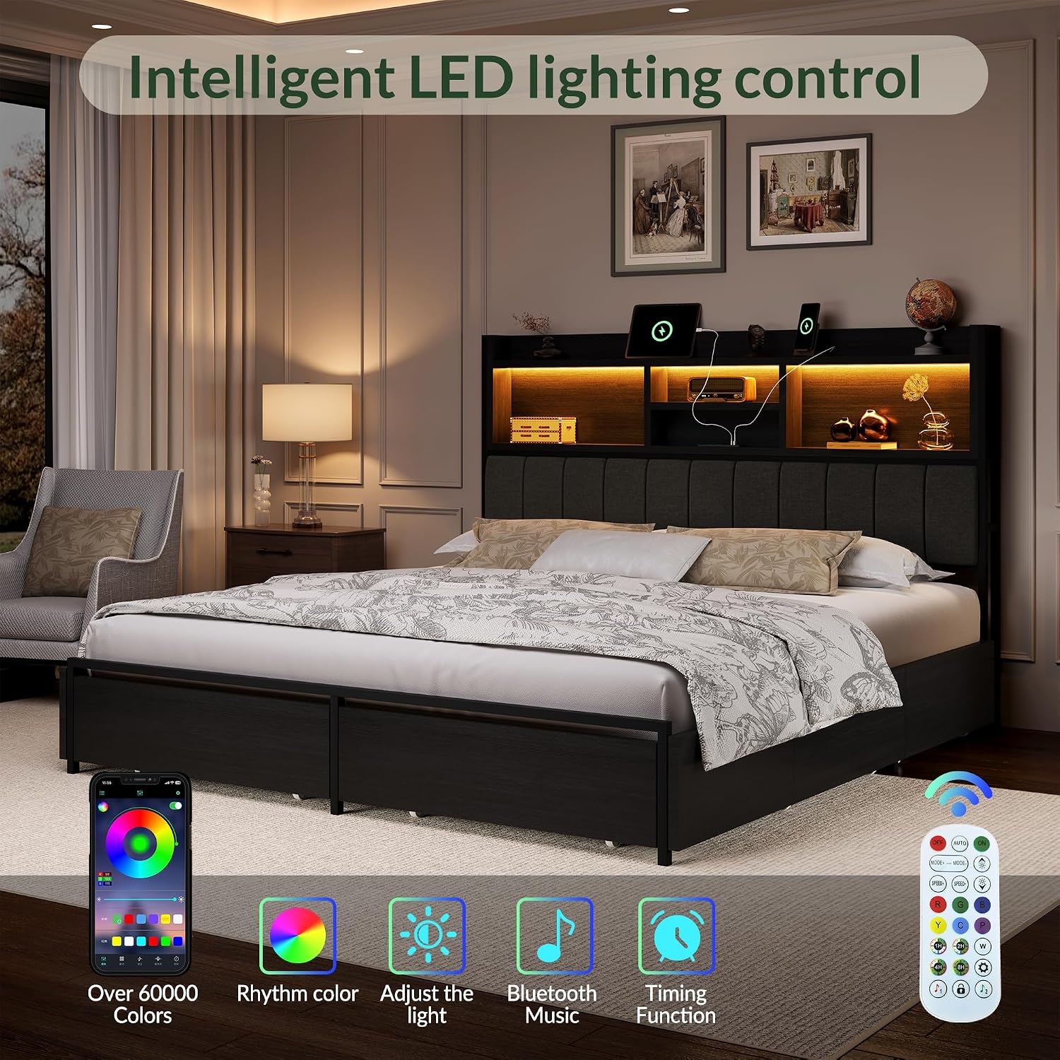 Struttura letto king size con  - King Size Bed Frame With Storage Drawers recensione e prezzo