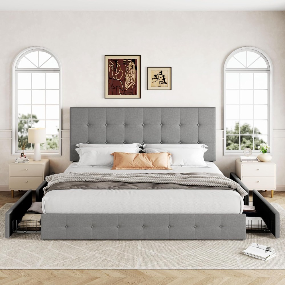 Letto matrimoniale king size c - King Size Bed Frame With Storage Drawers recensione e prezzo