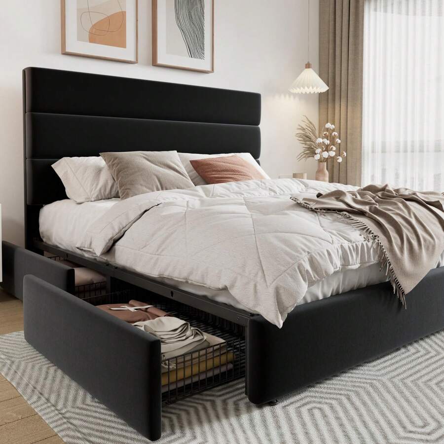 Base letto matrimoniale/queen/ - King Size Bed Frame With Storage Drawers recensione e prezzo