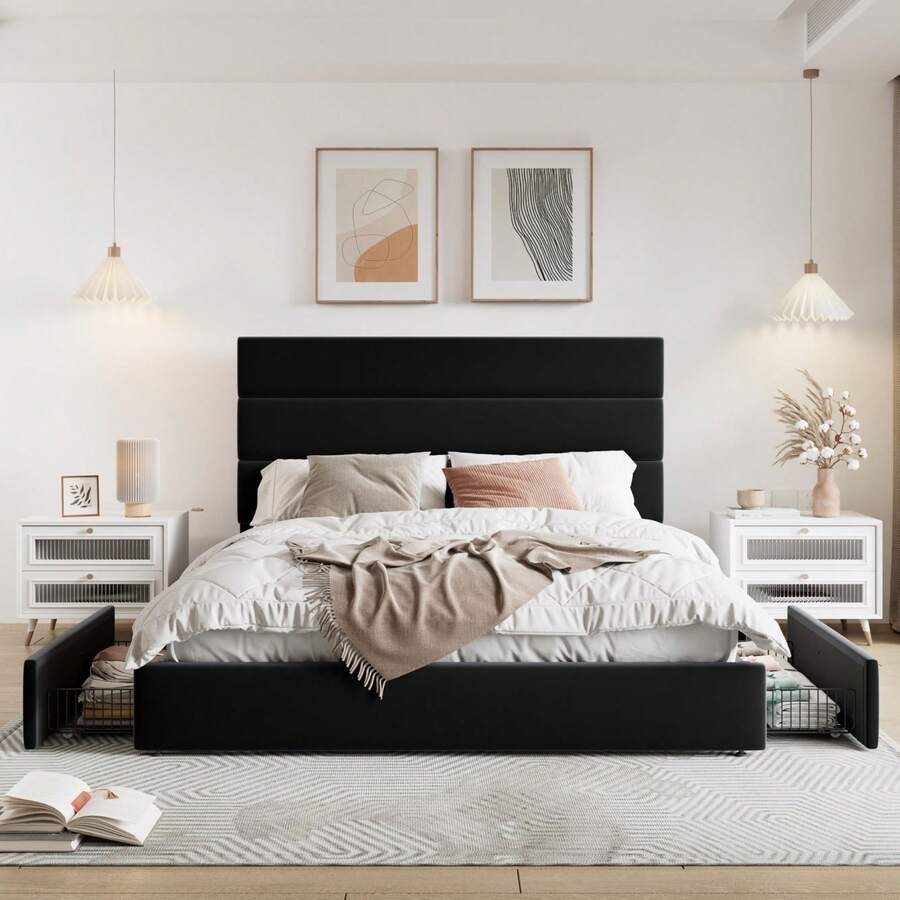 Base letto matrimoniale/queen/ - King Size Bed Frame With Storage Drawers recensione e prezzo