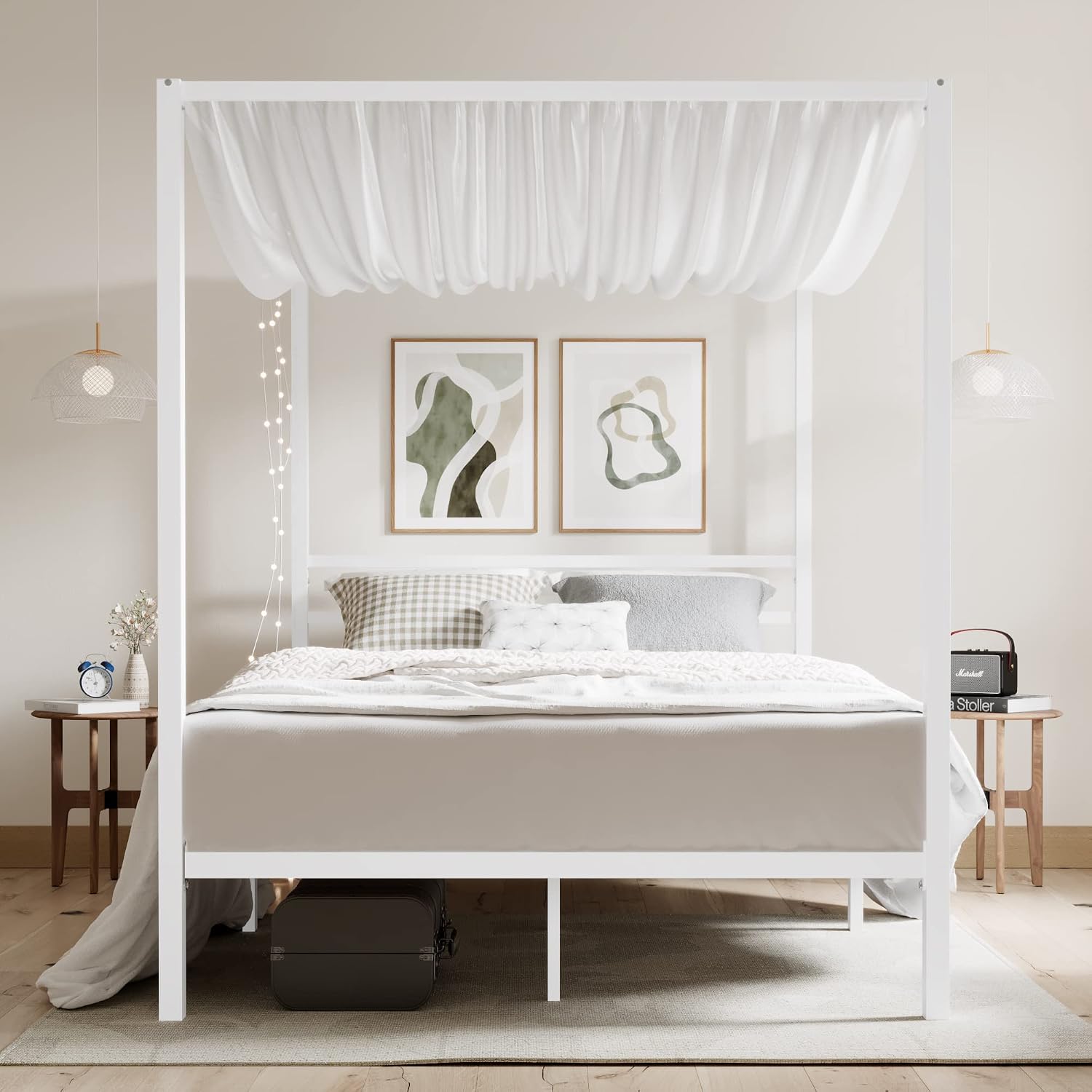 Letto a baldacchino in metallo - Canopy Bed Frame Metal Queen recensione e prezzo