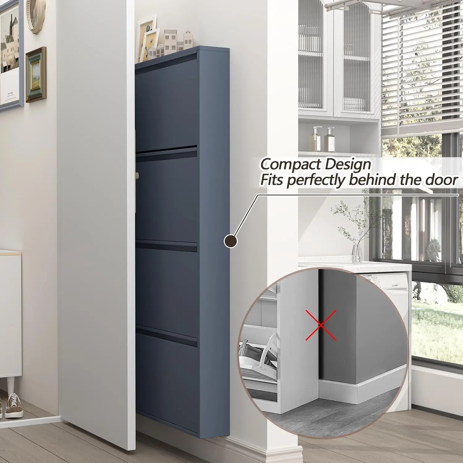Scarpiera con 4 ante a ribalta - Shoe Rack Cabinet Narrow Entryway recensione e prezzo