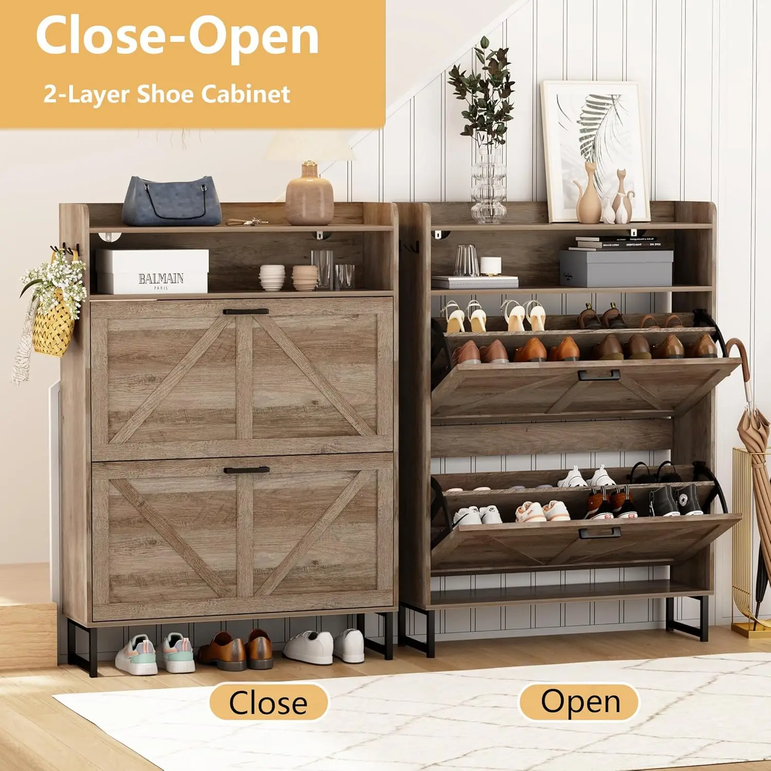 Mobiletto per Scarpe con 2 Cas - Shoe Rack Cabinet Narrow Entryway recensione e prezzo